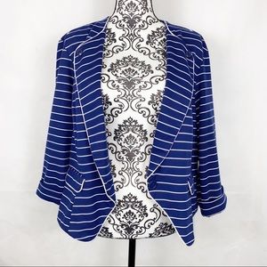 Torrid | Blue Plus Size Striped Crop Button Blazer